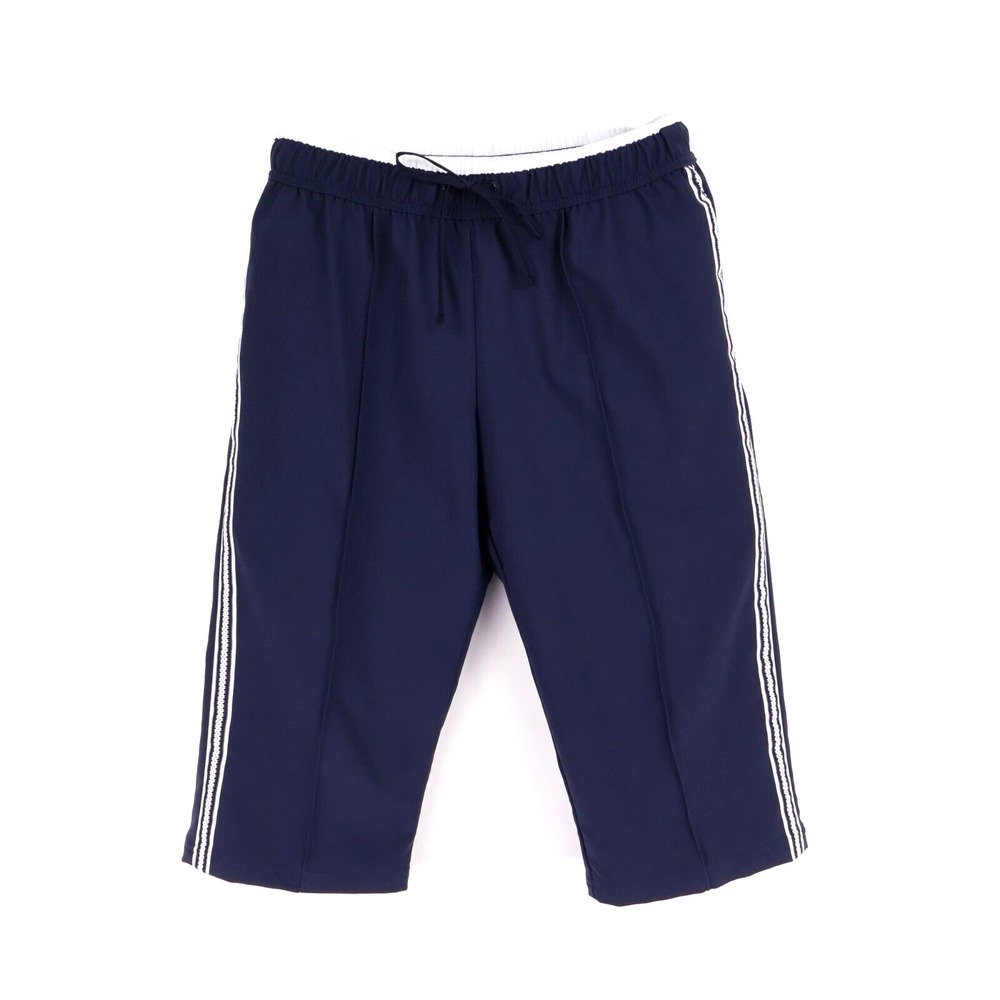 SJB Active Sweat Shorts Elastic Waist Womens PM Blue White Pockets INSEAM: 16 IN
